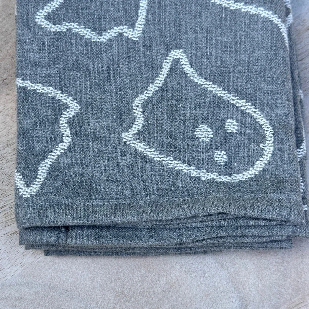 Cupcakes and Cashmere Ghost Kitchen Towels Charcoal Gray Cotton Bamboo Set of 2
